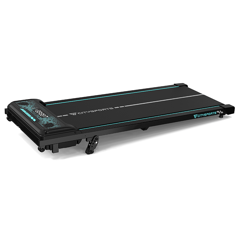 CITYSPORTS WP6 walking pad, front view with incline support raised